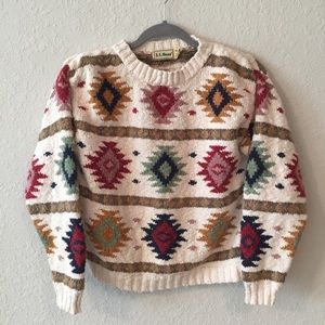 Vintage L.L. Bean Southwestern Print Sweater